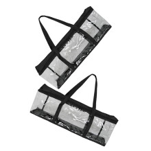 4Pz Borsa Porta Dischi Trasparente Ppvc Con Manici Robusti E Nero