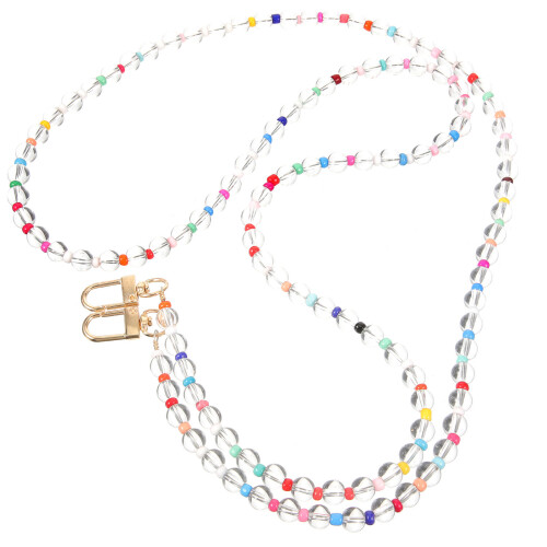 5Pcs Transparent Plastic Beaded Phone Wrist Strap Keychain Lanyard