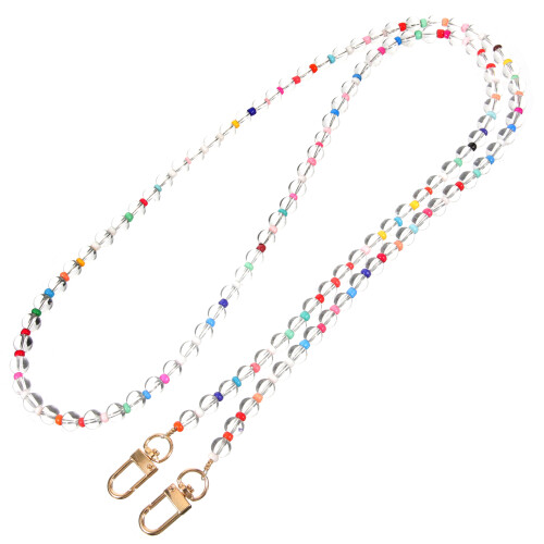 5Pcs Transparent Plastic Beaded Phone Wrist Strap Keychain Lanyard 1