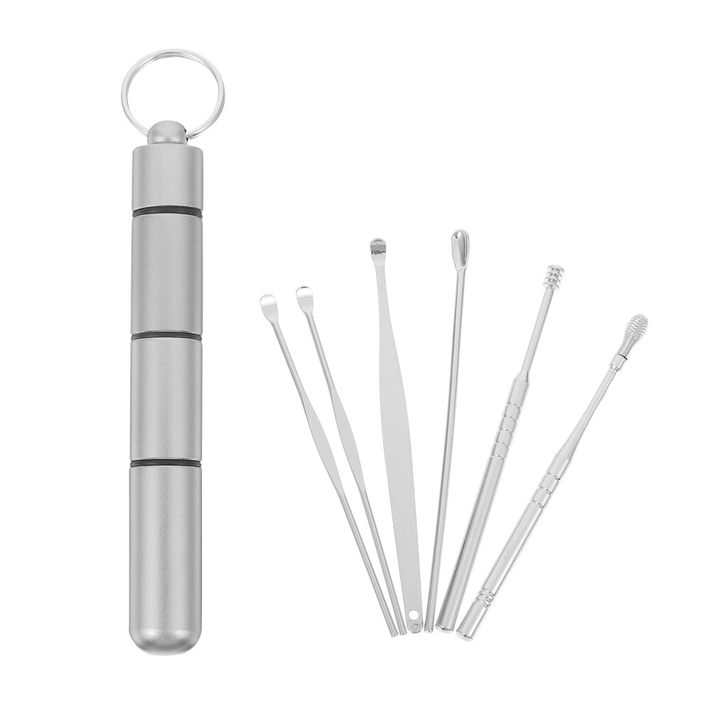 Ohphcall Silver 2Sets Ear Wax Cleaning Kit Practical Ear Spoons For Home Travel