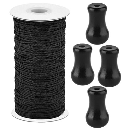 2Set Pomelli Nero in Nylon PVC Per Tende E Tapparelle