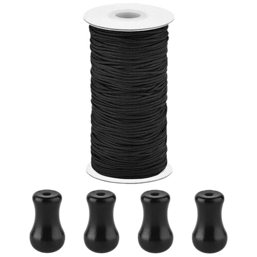 2Set Pomelli Nero in Nylon PVC Per Tende E Tapparelle 2