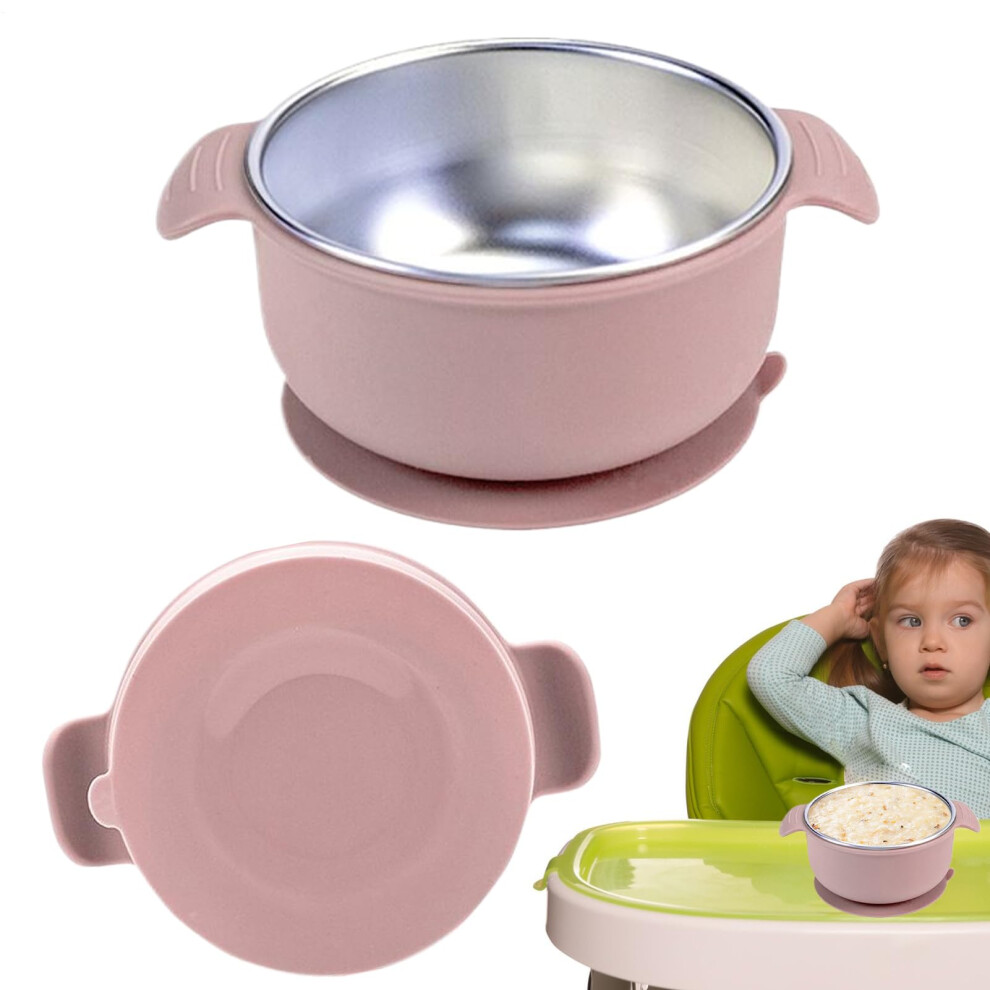 Stainless Steel Baby Suction Feeding Bowl with Lid, SpillProof, Heat and Freeze Safe for Toddlers