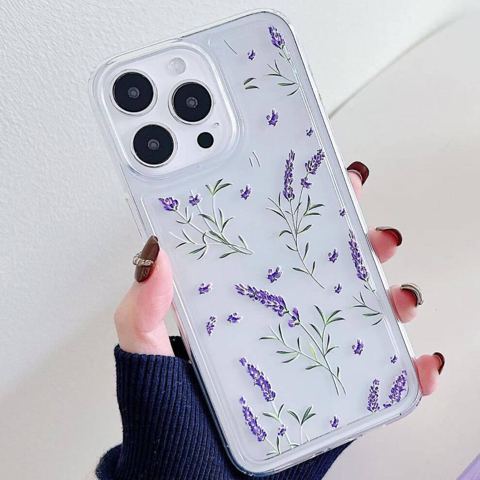 Miagon Flower Series Case For Iphone 13 Pro, Clear Thin Tpu With Flower Purple 9412369359988