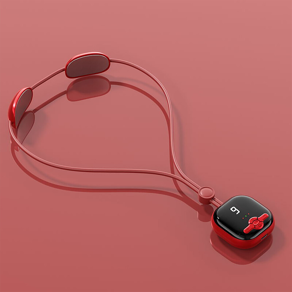 Electric Pulse Pendant Neck Massager 6 Modes, 19 Levels, Portable Red
