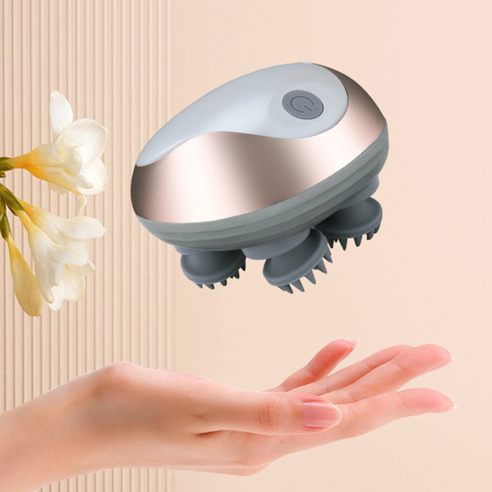 White Mini Electric Waterproof Head Scalp Massager With 4 Claws, Rechargeable,