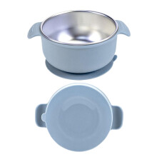 Baby Suction Bowl Spill Proof Stainless Steel AntiScald Feeding Set for Toddler Led Weaning 15.5cm Pink Blue Green