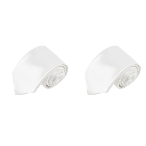 2Stk Weiße Polyester Krawatten Party Kleidung Accessoires 1