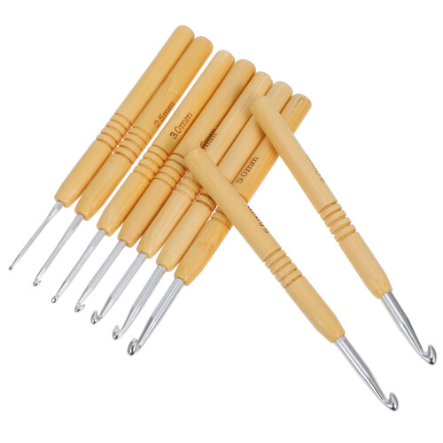 27Pcs Wooden Handle Latch Hook Set Extra Large Hooks for Braids Beige 2