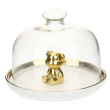 3Sets Goldene Kuchenplatte Mit Deckel, Glasdessertständer Für Partys