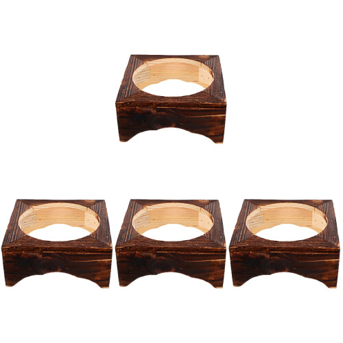 4Pièces Porte-Pots En Bois Protection Table Multi Usage 2