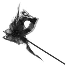 5Stk Black Masquerade Masken Mit Stab Feder Für Frauen Party