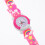 5Sets Draagbaar Kinderhorloge Roze Plastic Met Sleutelhanger Set 6