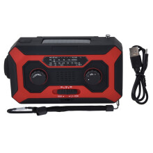 Am Fm Radio With Solar Crank Charger, 2000Mah Emergency Battery Backup, Led Flashlight For Outdoor Activities, Reading Lamp, Sos Alarm, Waterproof Des