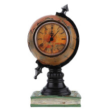 Retro Globe Clock Vintage Tabletop Clock Exquisite Craftsmanship Decorative Desk Clock Eco Friendly Sturdy And Durable Iron Material Non Toxic Finishe