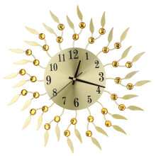 Luxury Crystal Wall Clock with 3D Bling Design Metallic Mirror Finish Modern Style for Living Room Bedroom Office, Digital Display Non-Ticking Quartz
