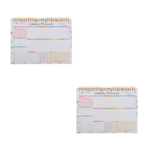 2Stk Multicolor Wochenplaner Spiralbindung Arbeitsplaner Home School 2