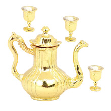 2Sets -Teekannen-Set Gold Metall Für Puppenhaus-