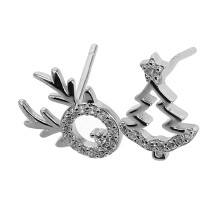 4Paare Weihnachtsbaum Rentier Ohrringe Silber