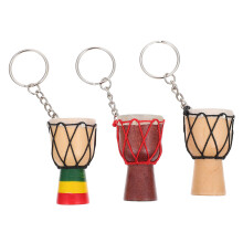 2Sets Afrikanische Trommel Anhänger Taschen Schlüssel Deko Bunt Holz