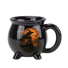 Halloween Themed Witch Cauldron Coffee Mug Hot Drink-Style A