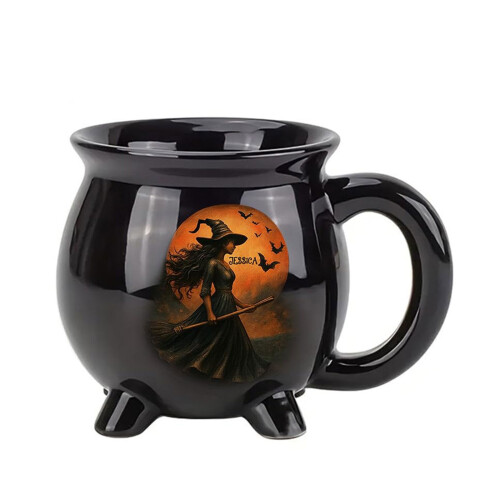 Halloween Themed Witch Cauldron Coffee Mug Hot Drink-Style A