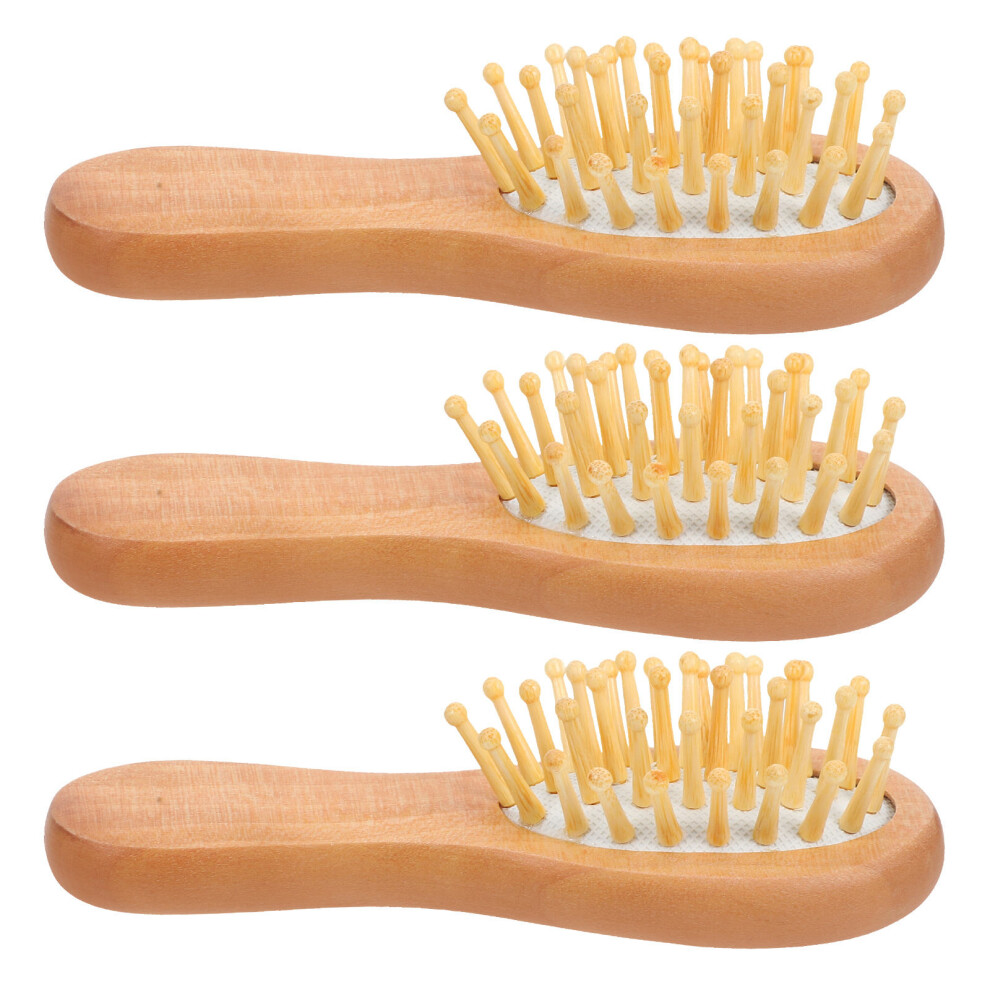 Ohphcall 3Sets Multipurpose Beige Cushion Massage Combs For Hair And Scalp Care