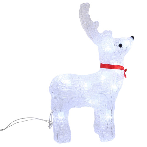 2Pcs White Holiday Light-Up Reindeer Ornaments for Window Display