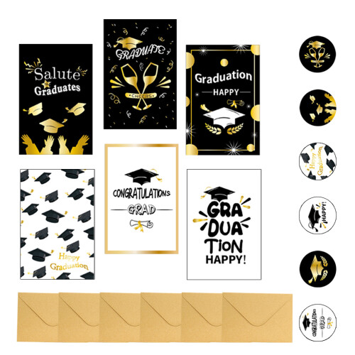 4Sets Multi Color Graduation Congrats Cards Delicate Paper Invitations 2