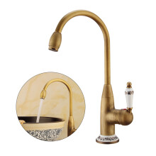 Golden Brass Sink Faucet Easy Install Single Lever
