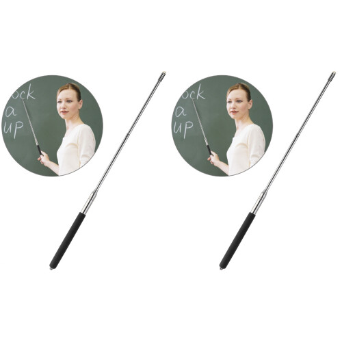 2Pcs Black Extendable Classroom Pointer with Replaceable Felt Head 2