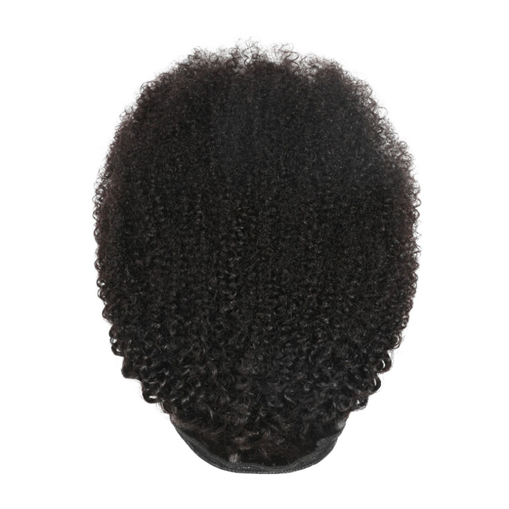 Ohphcall Unisex Black 2Pcs Drawstring Ponytail Extensions Curly Hair Fashion Wig