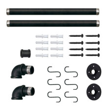 2Conjuntos Rack De Ferro Preto Para Pendurar Panelas E Utensílios