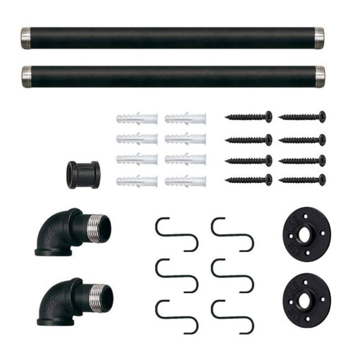 2Conjuntos Rack De Ferro Preto Para Pendurar Panelas E Utensílios