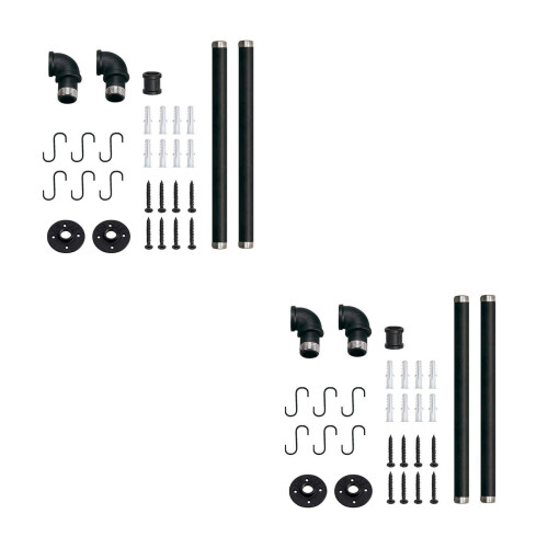 2Conjuntos Rack De Ferro Preto Para Pendurar Panelas E Utensílios 2