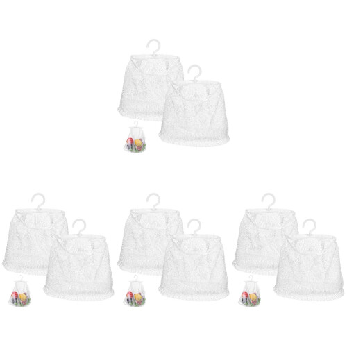 8Pcs White Mesh Storage Bags with Rotatable Hooks for Kitchen and Home 1