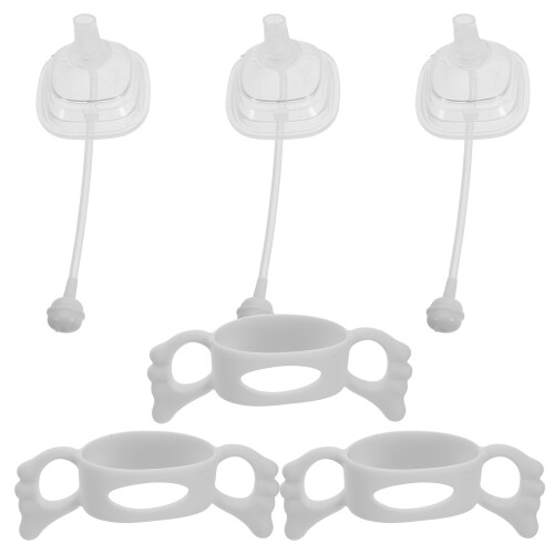 3Set Kit Manici in Silicone Bianco Per Bottiglie Bebè E Sippy Cup