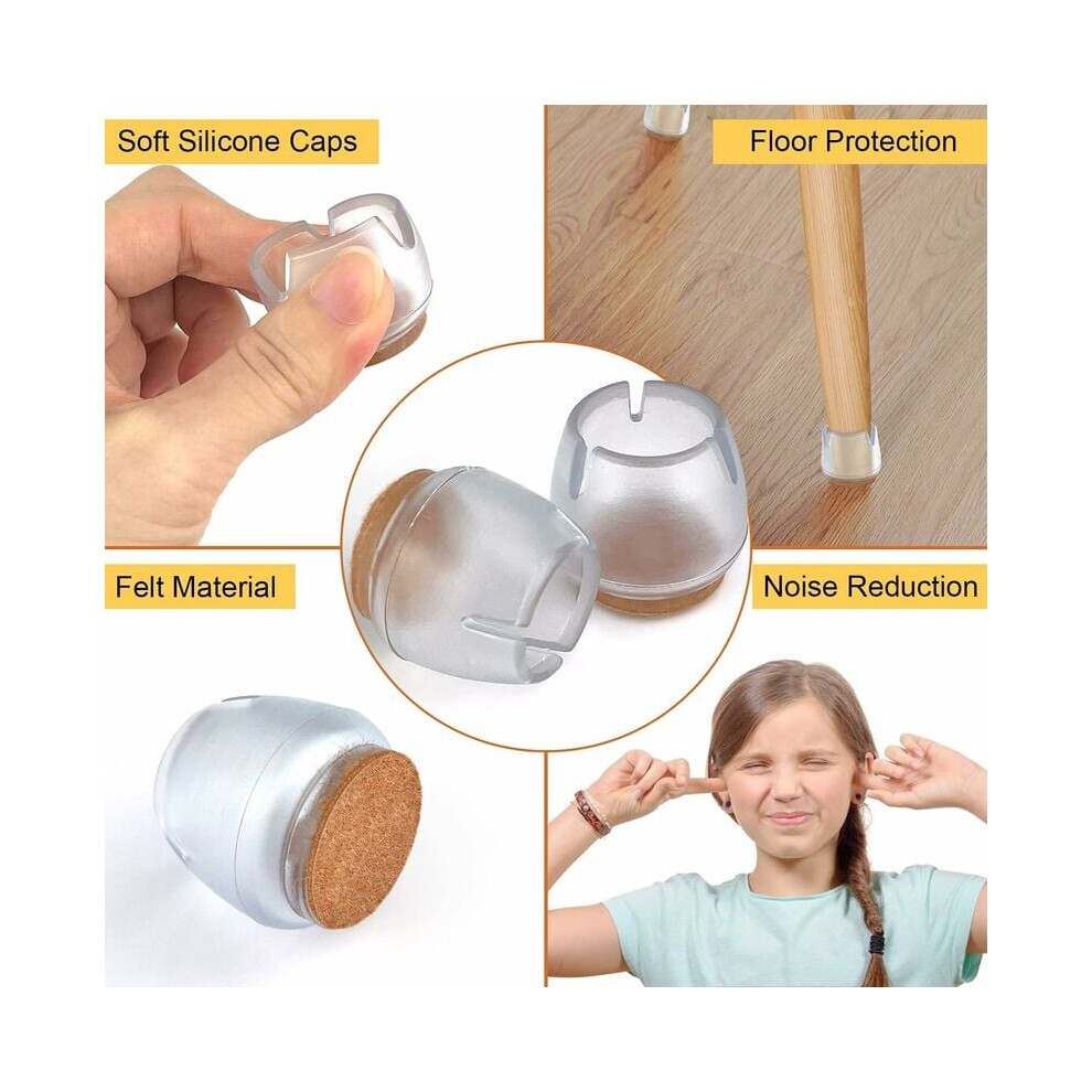 Floor Protectors For Chair Legs, Hardwood Floor Protectors With Felt Furniture Leg Pad, Silicone Furniture Feet Caps For Noise Reduction And Floor 9128293470186