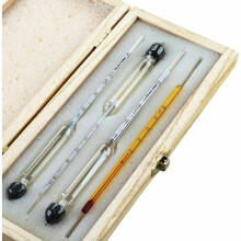 Manual Liquid Hydrometer Set, Sugar Density Meter for Precise Measurements, Accurate Results Hydrometer Tester with Wooden Box for Home Brewing,