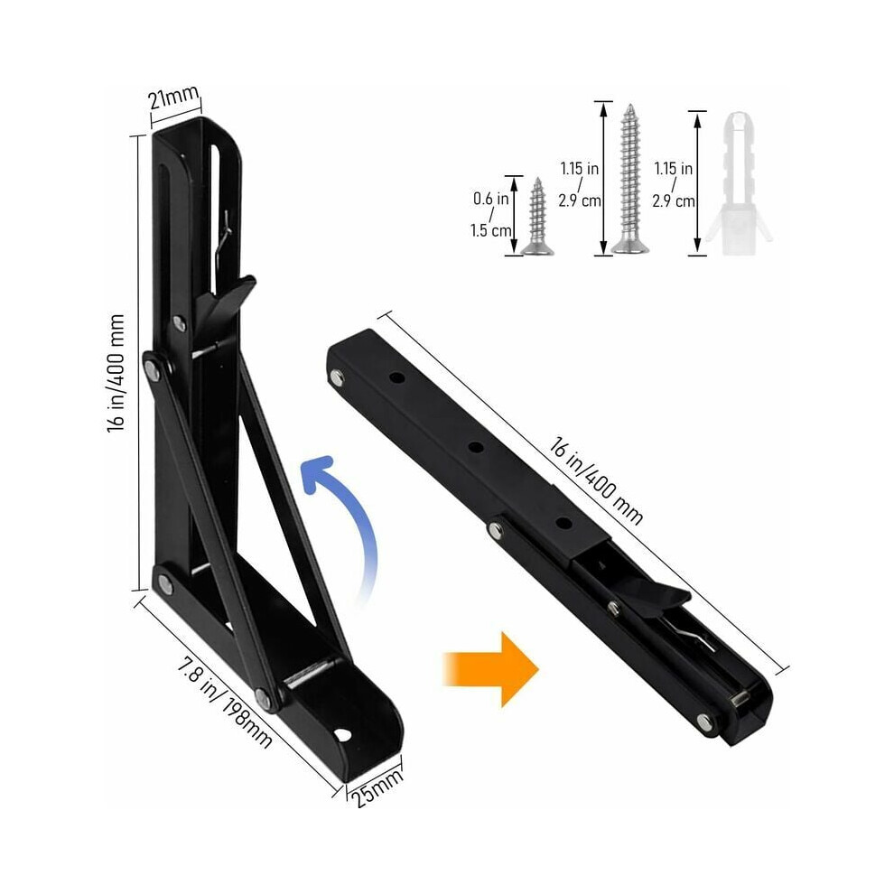 Folding Shelf Brackets For Wall Mounted Storage, Heavy Duty Metal Collapsible Shelf Bracket With Triangular Design, Space Saving Foldable Bracket For 9128293470193
