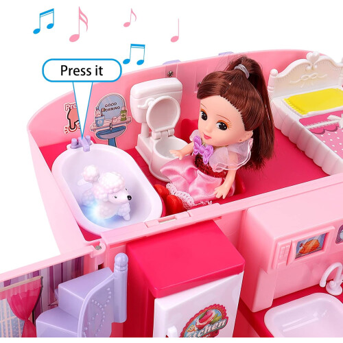 Ροζ τσάντα Barbie Fashion για επίδοξους σχεδιαστές, τσάντα ταξιδιού με παιχνίδι 1