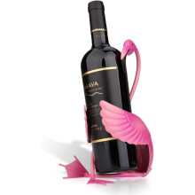 Kystchic vinkammerat, unik flamingoskulptur med finurligt design, multi-scenarieanvendelse som vinflaskeholder, rustfri og