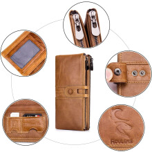 Leather Wallets for Women, Soft Bifold Multifunctional Wallets with RFID Blocking Technology, Credit Card Holder and Zipper Coin Purse, Slim Design