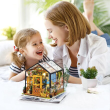 Kit de Casa em Miniatura Faça Você Mesmo, Kit de Casa de Bonecas em Miniatura para Adultos, Kit de Artesanato em Madeira na Escala 1:24 com Design