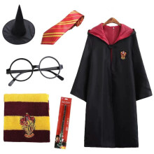Halloween Costume Wizard Ensemble with Cape and Robe, Cosplay Magical Robe Including Hat Wand Shirt Pants, Magical College Outfit with Hooded Cape