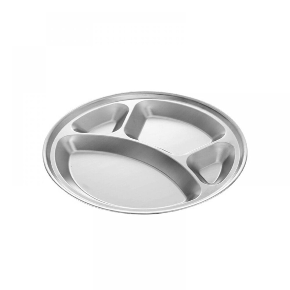 Divided Plate for Kids and Adults, BPA Free Stainless Steel Divided Plate with 4 Sections, Dishwasher Safe Metal Tray, Unbreakable Round Serving