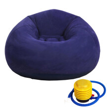 Soft Flocking Inflatable Sofa Chair Bed Foldable Lounge-Blue