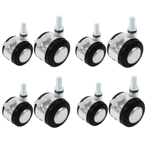 Packung mit 4 Gummi-Lenkrädern für Möbel mit Bremse, einfache-S 1