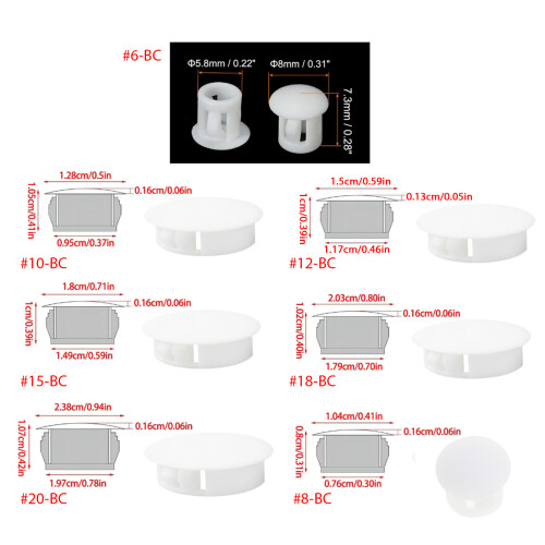 Bouchons de panneau en plastique blanc, 30-Boucle de 8 mm 1