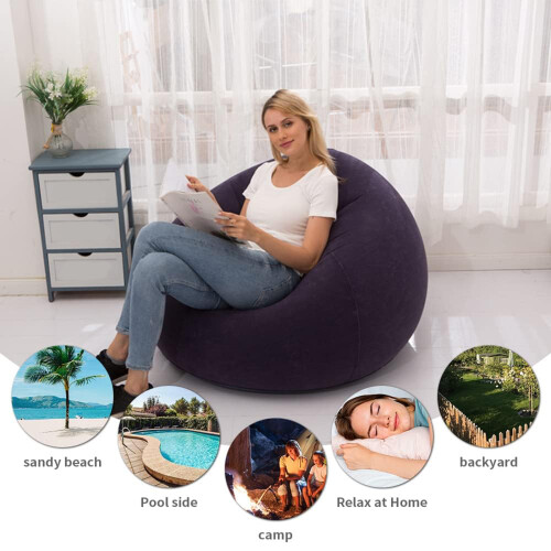 Space Saving Convertible Inflatable PVC Lounger Bed-Gray 2
